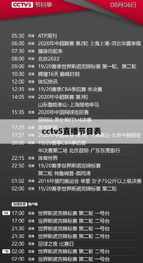 cctv5节目表